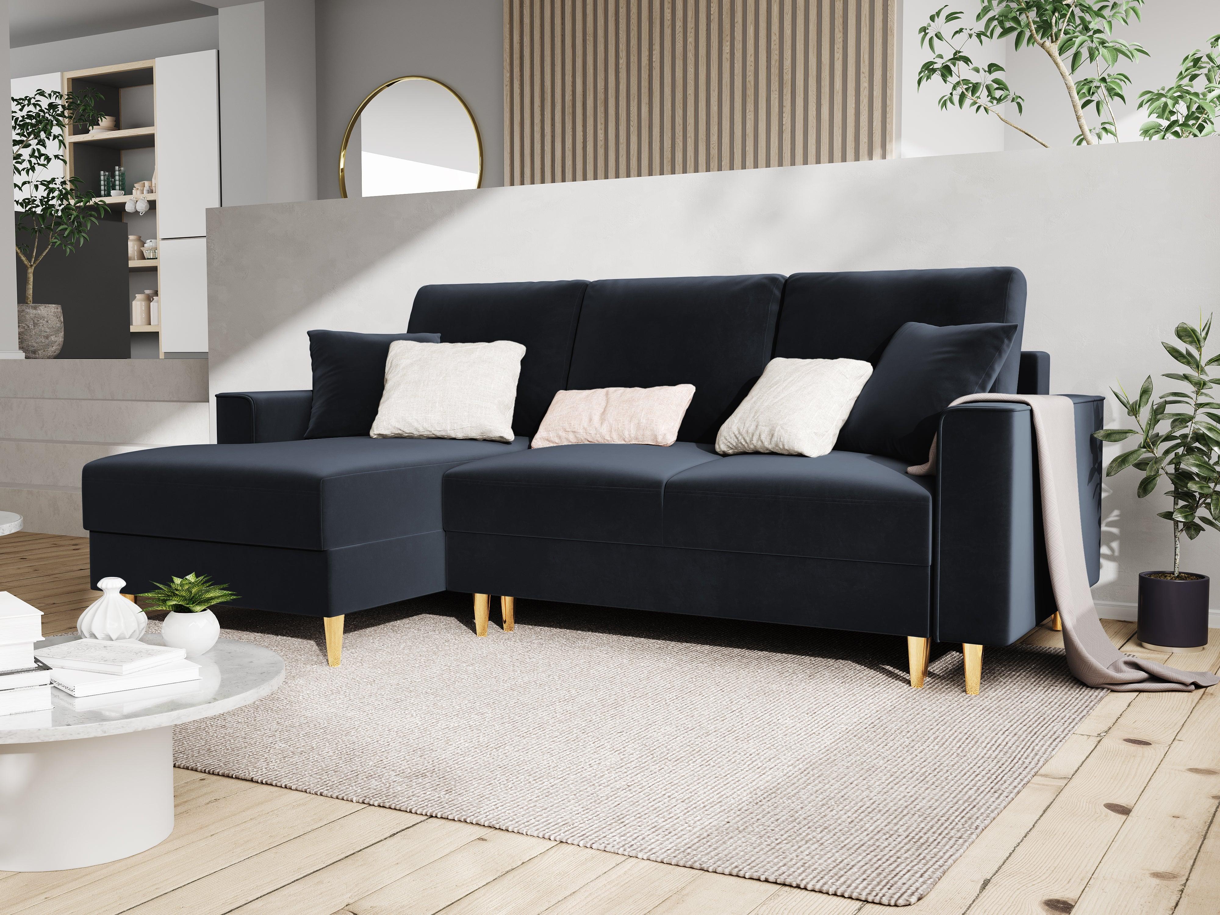 Velvet Left Corner Sofa With Bed Function And Box, "Cartadera", 4 Seats, 225x147x90
Made in Europe, Mazzini Sofas, Eye on Design