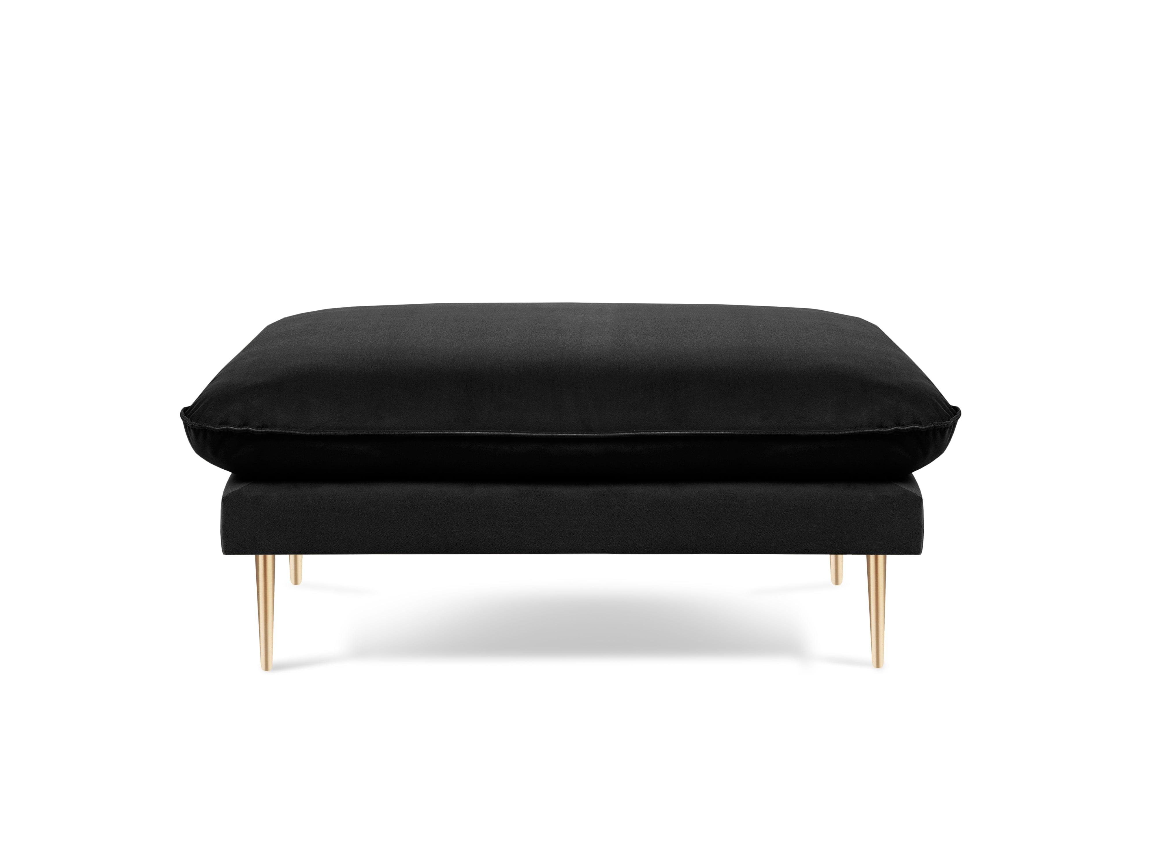 Velvet pouffe VIENNA black with gold base - Eye on Design