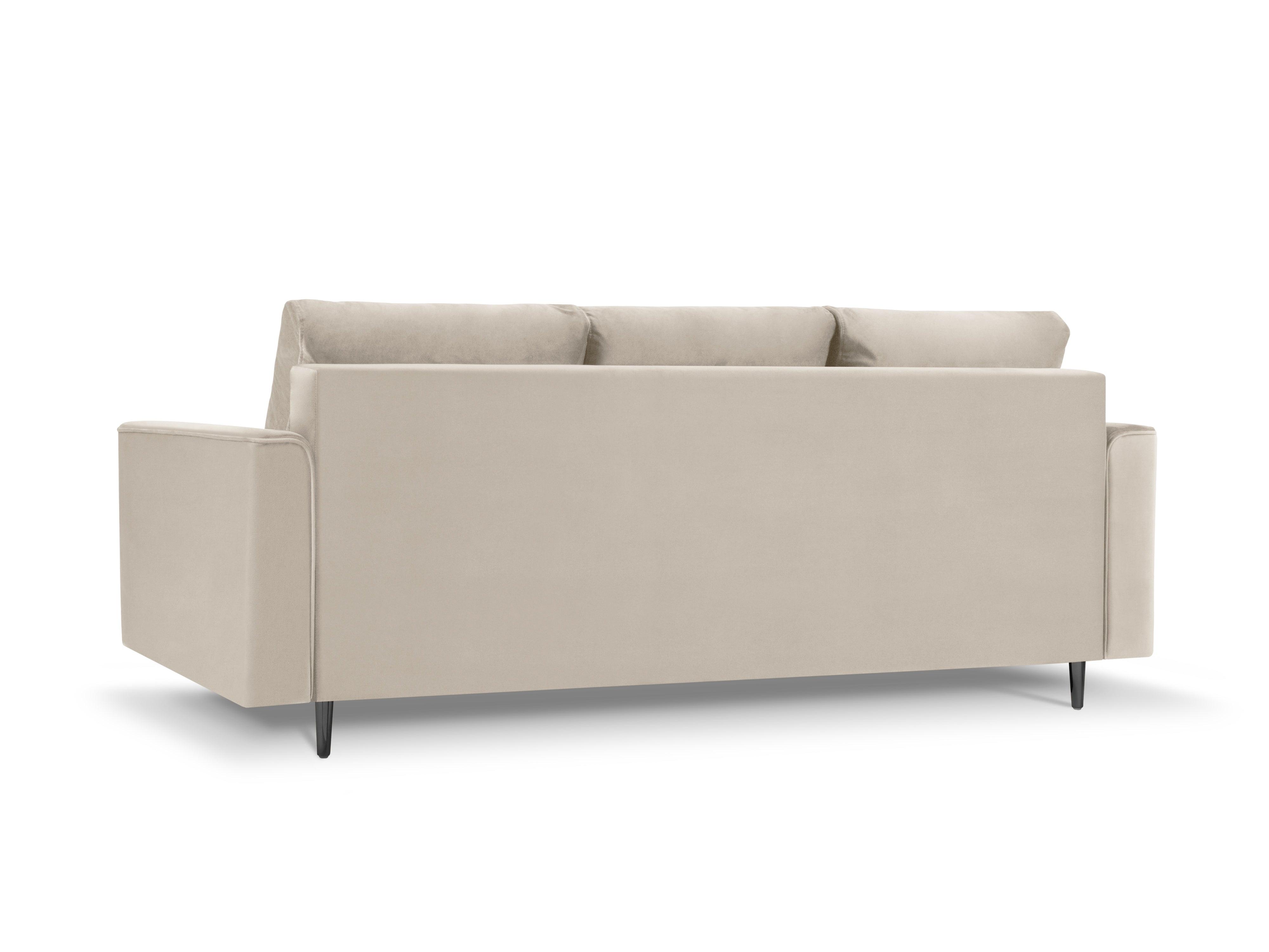 Sofa aksamitna z funkcją spania CARTADERA beżowy z czarną podstawą, Mazzini Sofas, Eye on Design