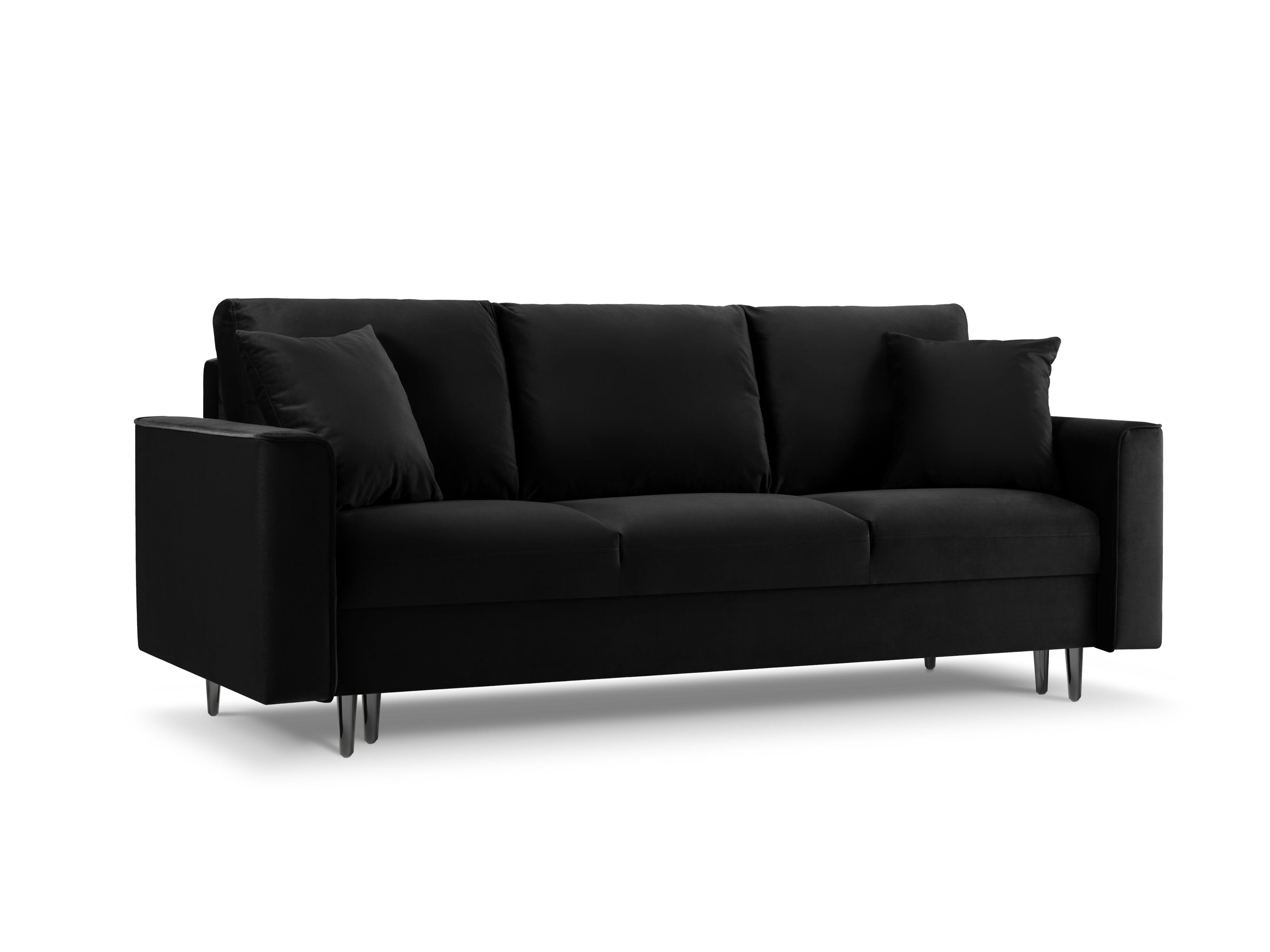 Sofa aksamitna z funkcją spania CARTADERA czarny z czarną podstawą, Mazzini Sofas, Eye on Design