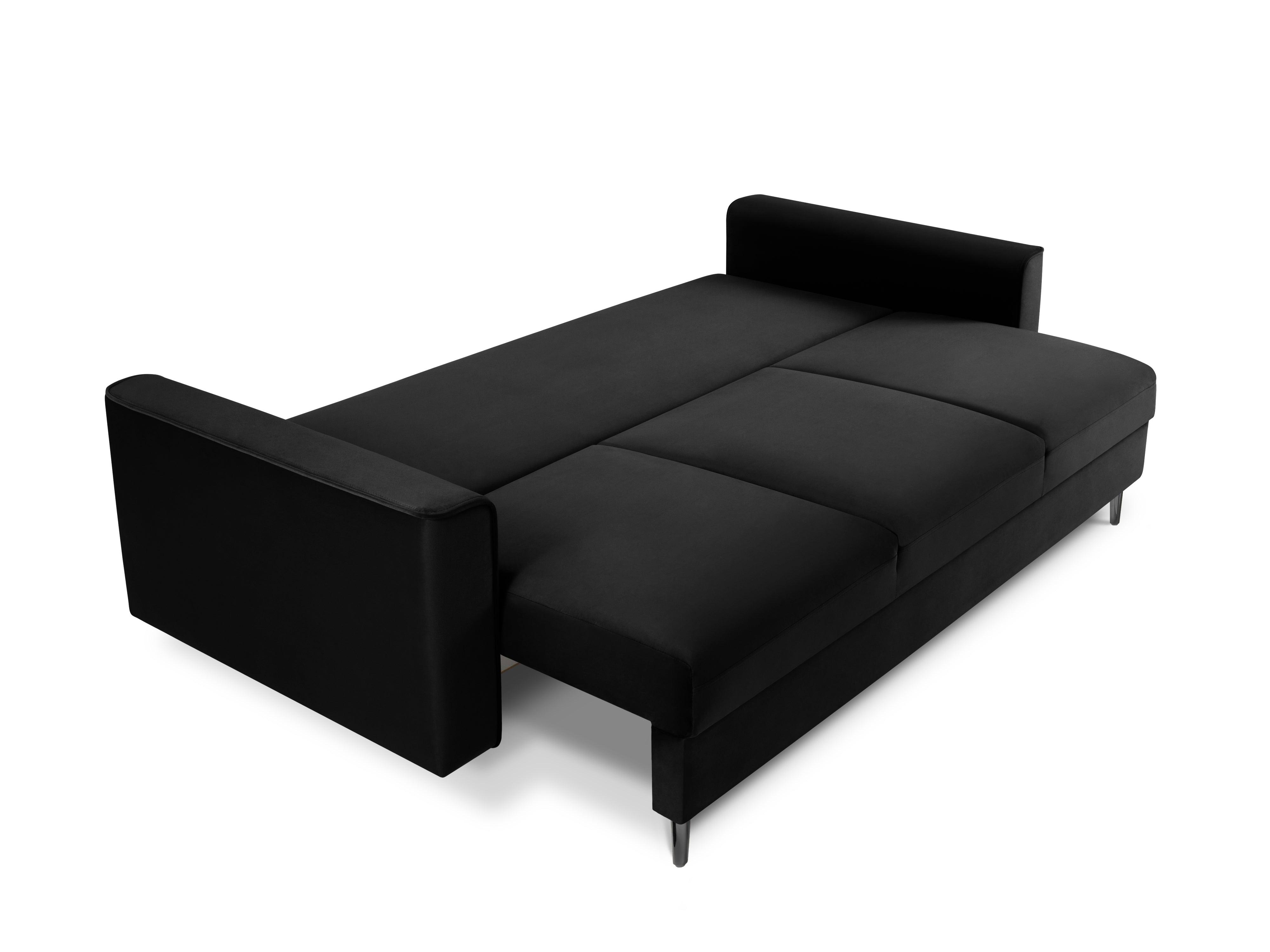 Sofa aksamitna z funkcją spania CARTADERA czarny z czarną podstawą, Mazzini Sofas, Eye on Design