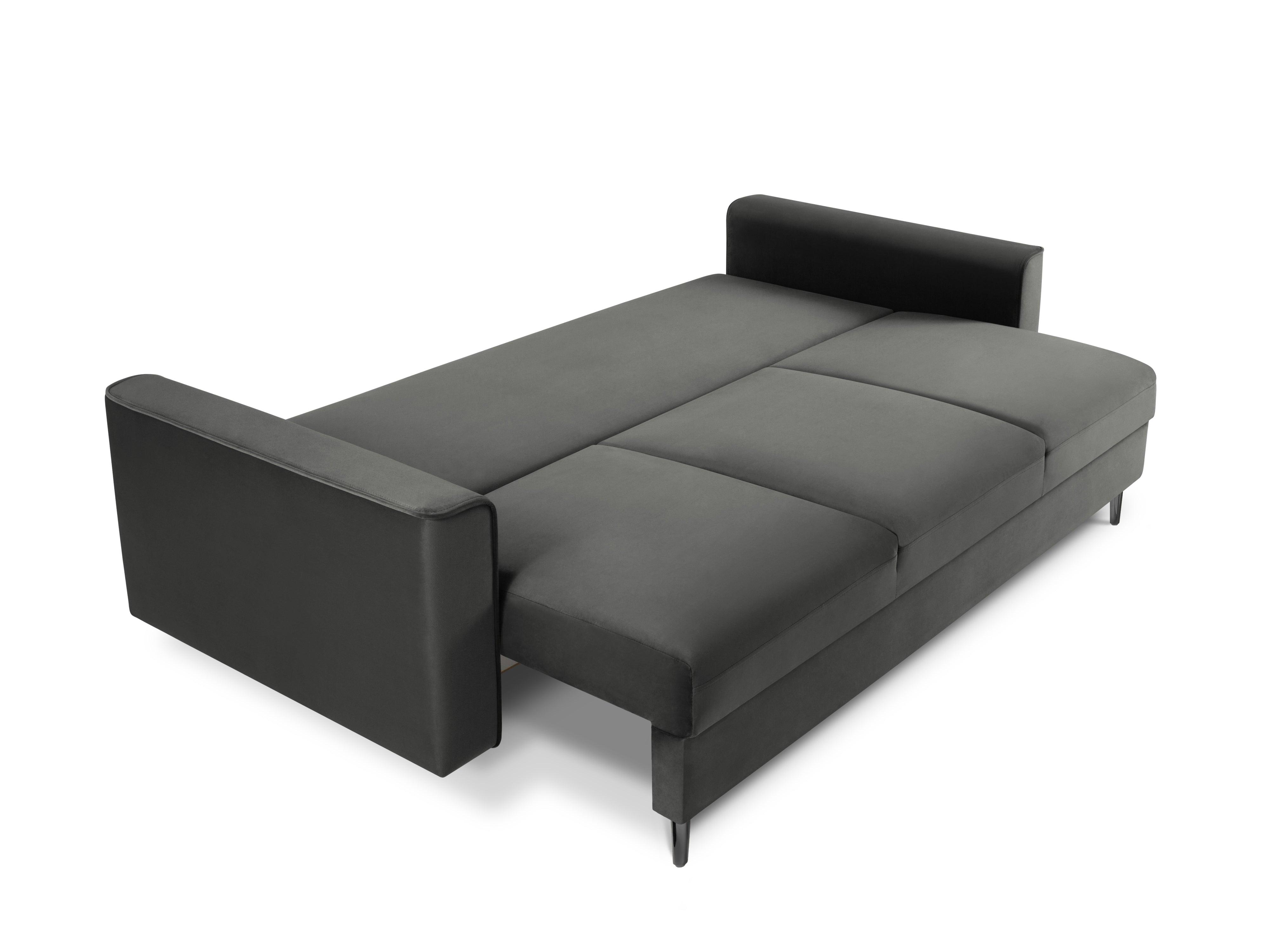 Sofa aksamitna z funkcją spania CARTADERA ciemnoszary z czarną podstawą, Mazzini Sofas, Eye on Design