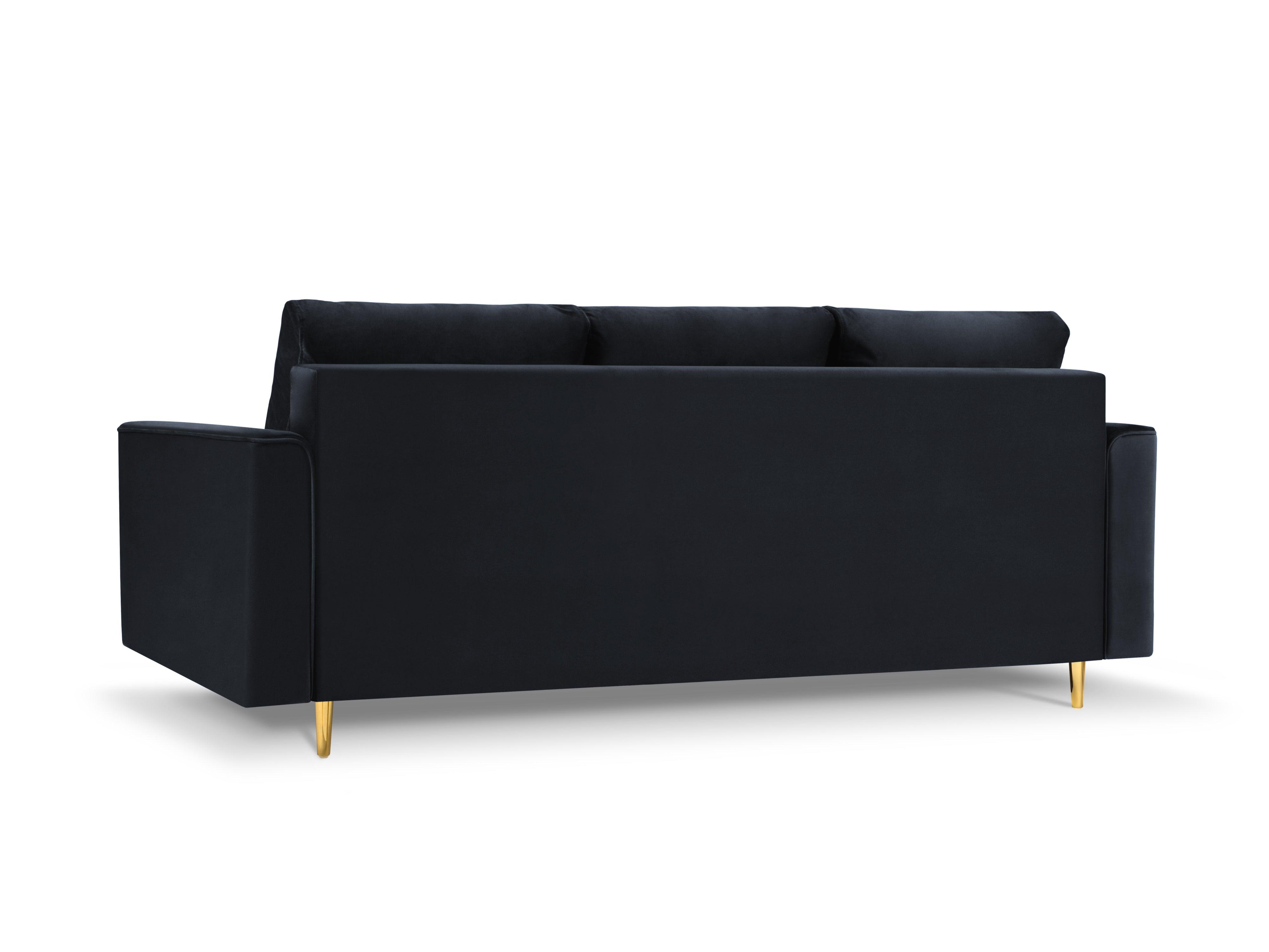 Sofa aksamitna z funkcją spania CARTADERA granatowy ze złotą podstawą, Mazzini Sofas, Eye on Design