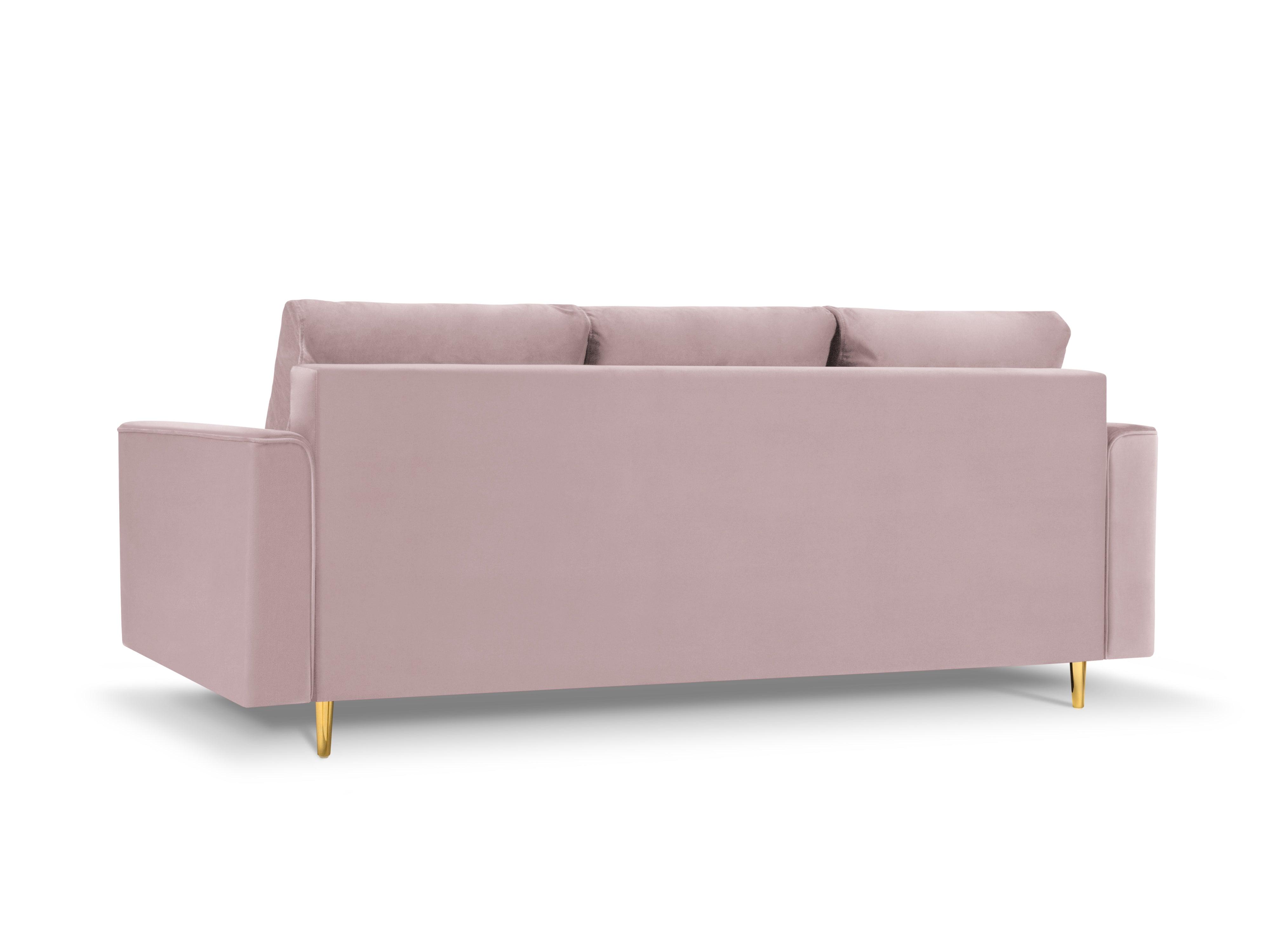 Sofa aksamitna z funkcją spania CARTADERA pudrowy róż ze złotą podstawą, Mazzini Sofas, Eye on Design