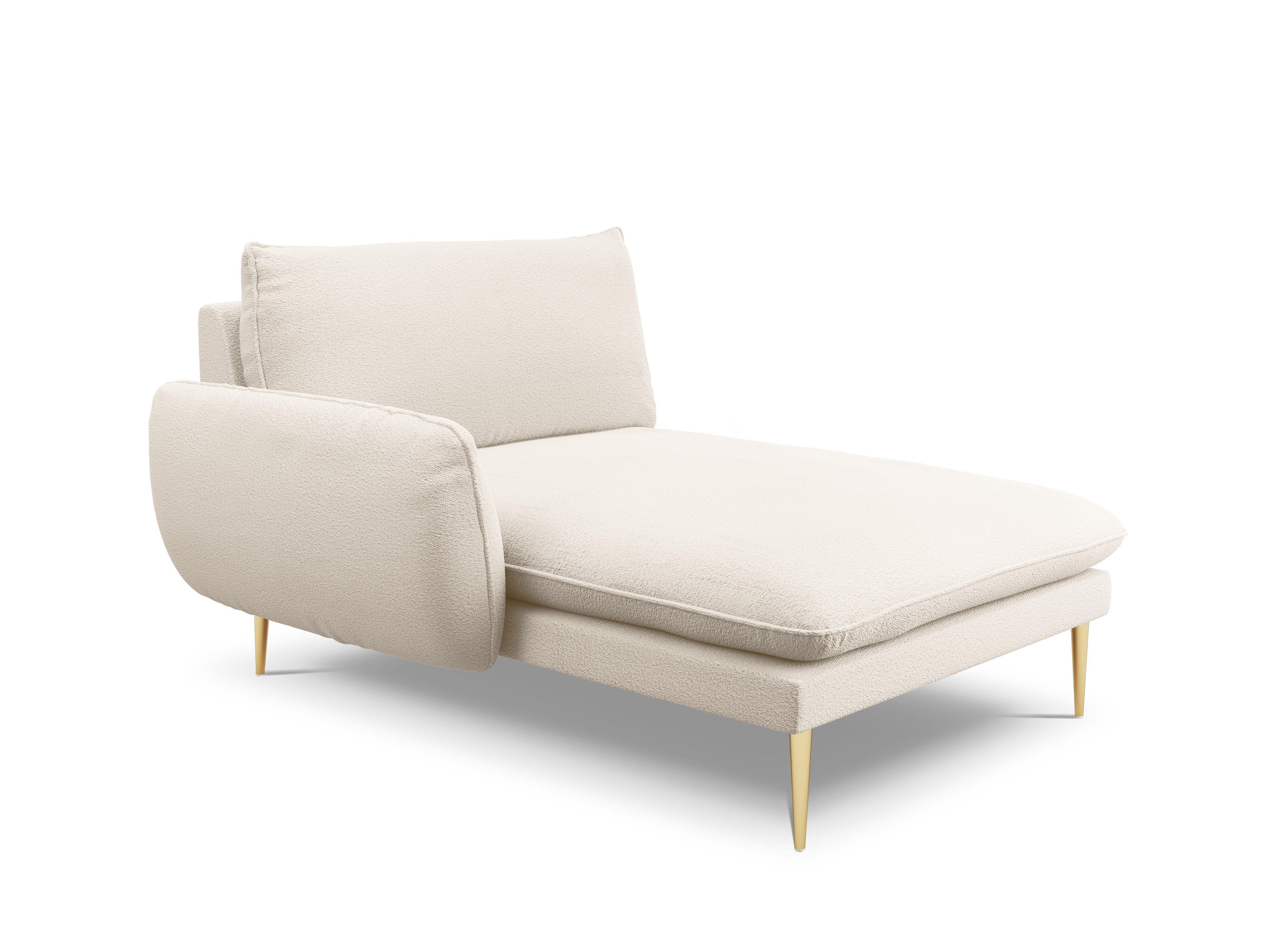 VIENNA chaise longue in boucle fabric left side beige with gold base - Eye on Design