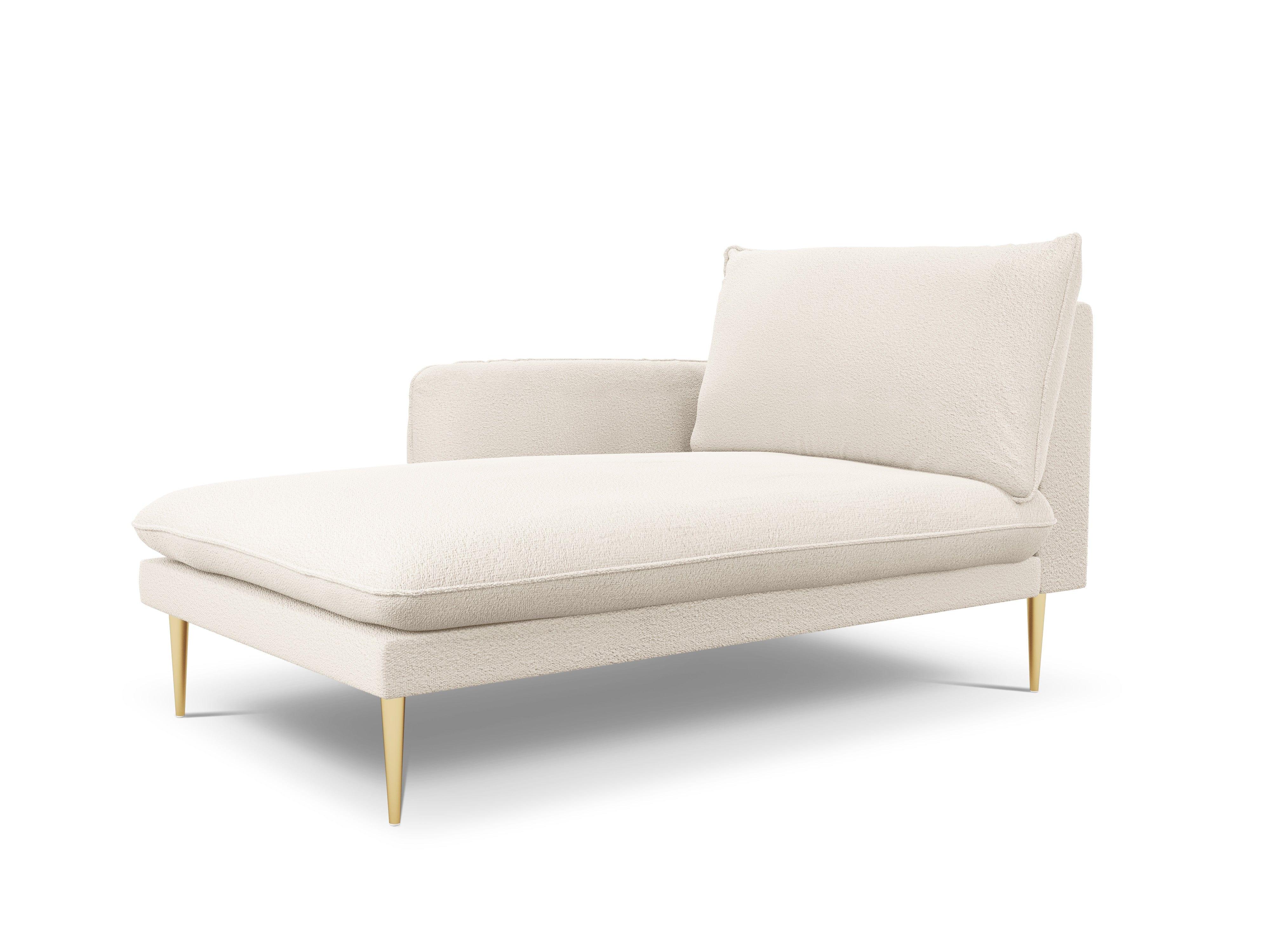 VIENNA chaise longue in boucle fabric left side beige with gold base - Eye on Design