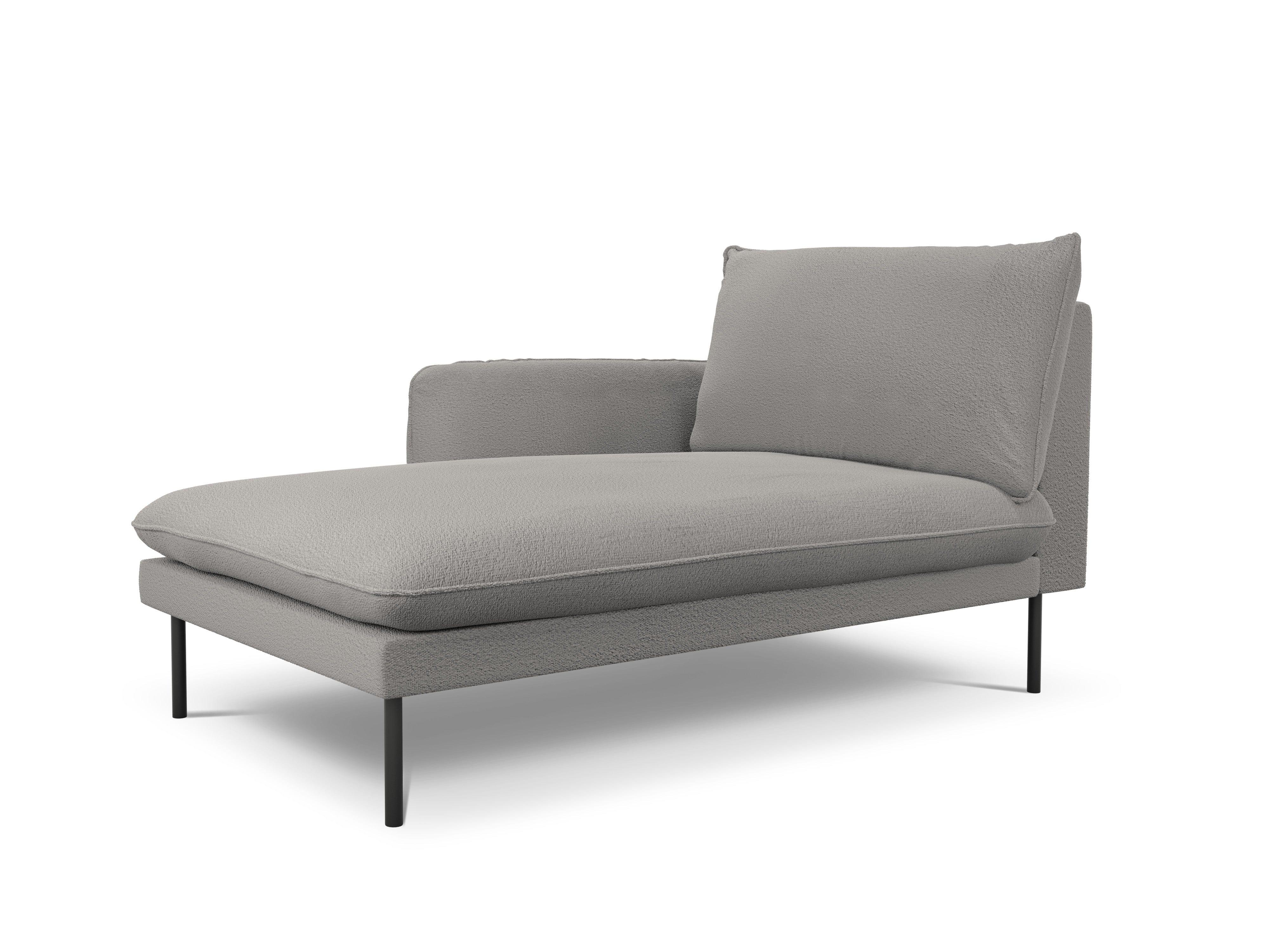 VIENNA chaise longue in boucle fabric left side grey with black base - Eye on Design