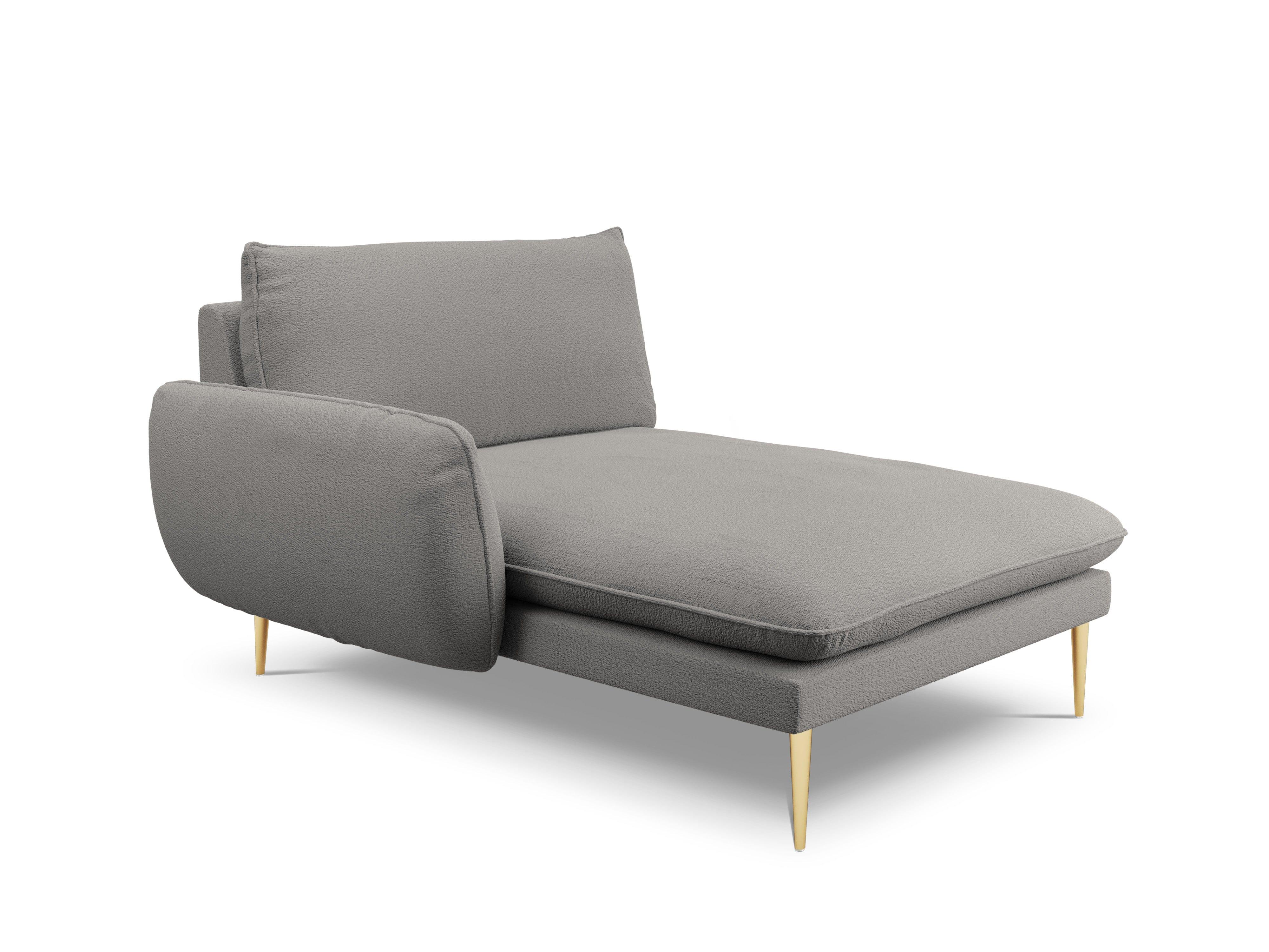 VIENNA chaise longue in boucle fabric left side grey with gold base - Eye on Design