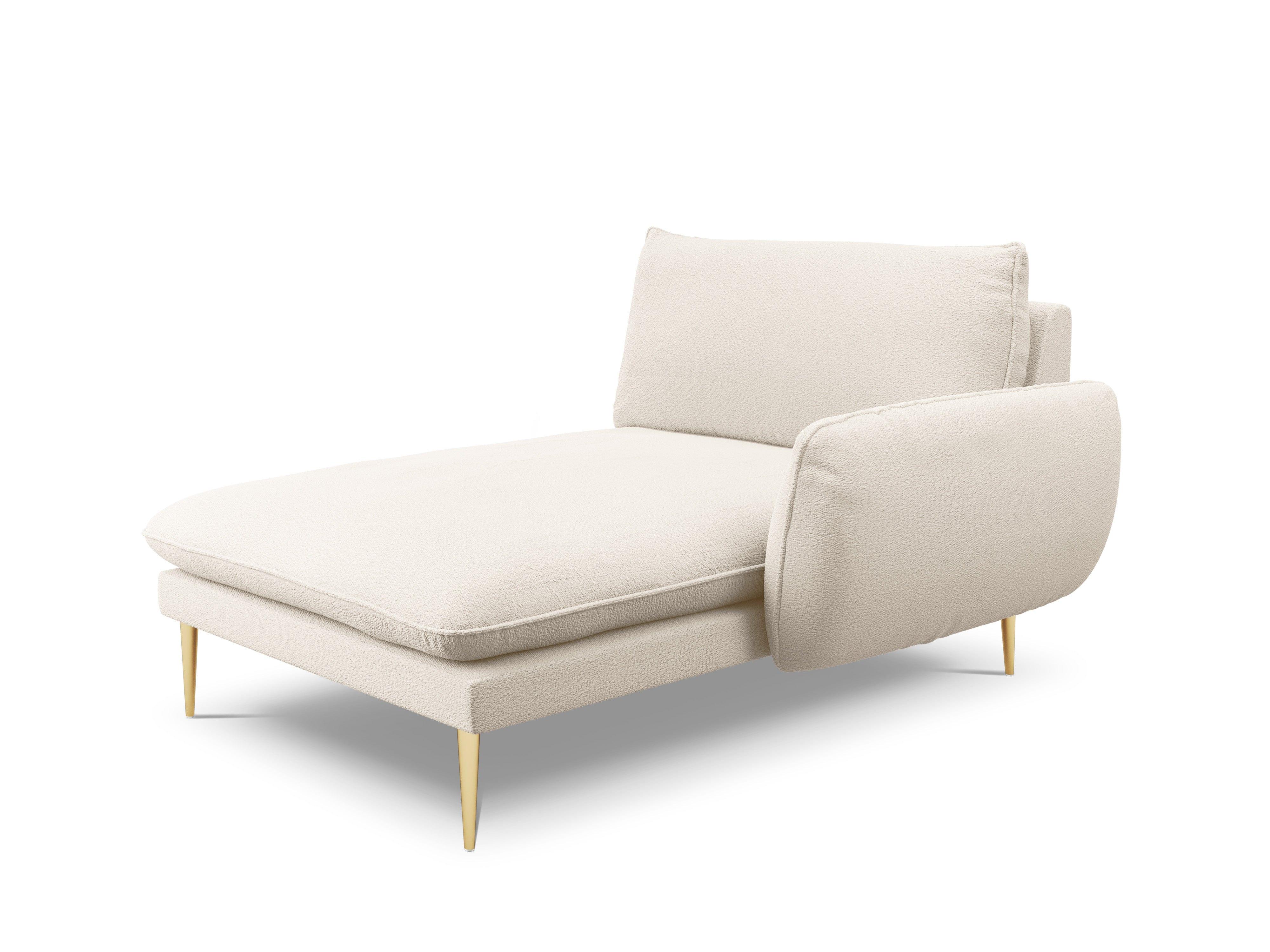 VIENNA chaise longue in boucle fabric right side beige with gold base - Eye on Design