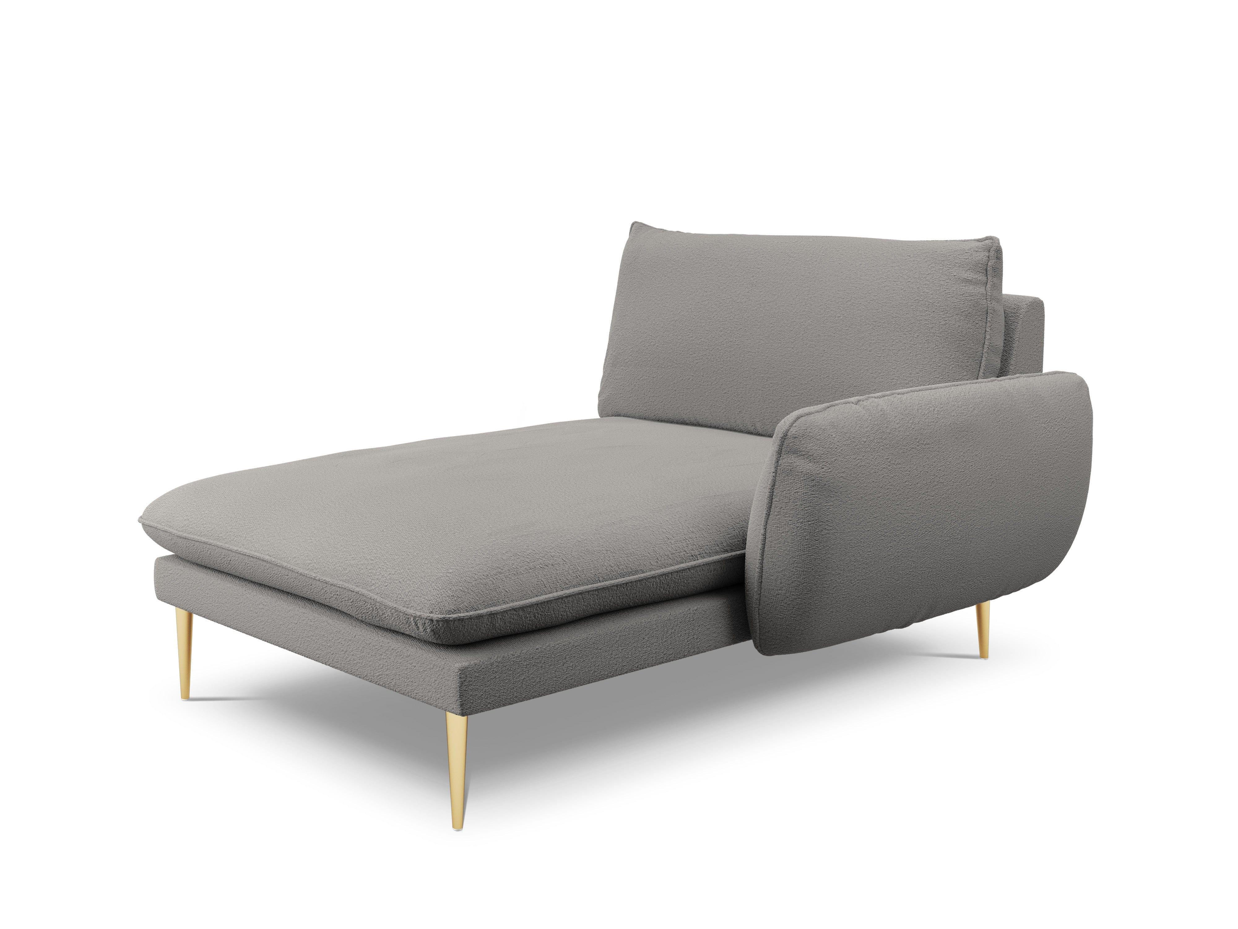 VIENNA chaise longue in boucle fabric right side grey with gold base - Eye on Design