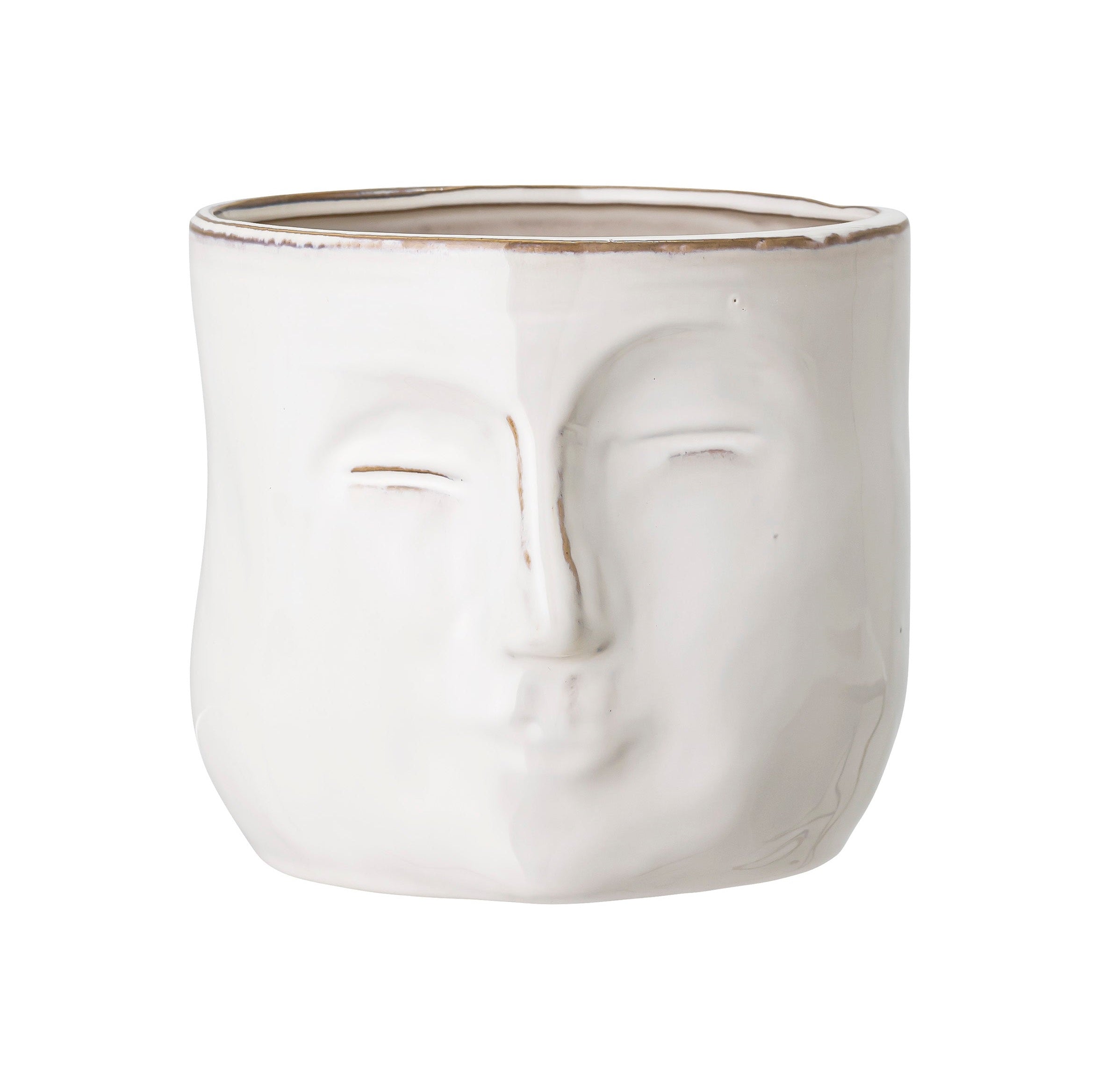 Cowl with face motif in white stoneware, Bloomingville, Eye on Design