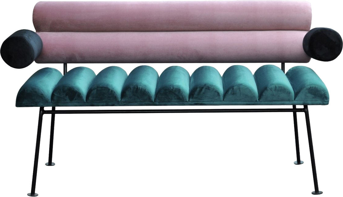 ROLL&amp;ROLL bench pink with turquoise, Happy Barok, Eye on Design